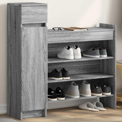 Schoenenkastje – Schoenenkast – Schoenenrek – Schoenenopberger – Schoenenschuif – Smal Hoog Kastje – Duurzaam Hout – Grijze Afwerking – 100,5x28x100 cm – Modern Ontwerp
