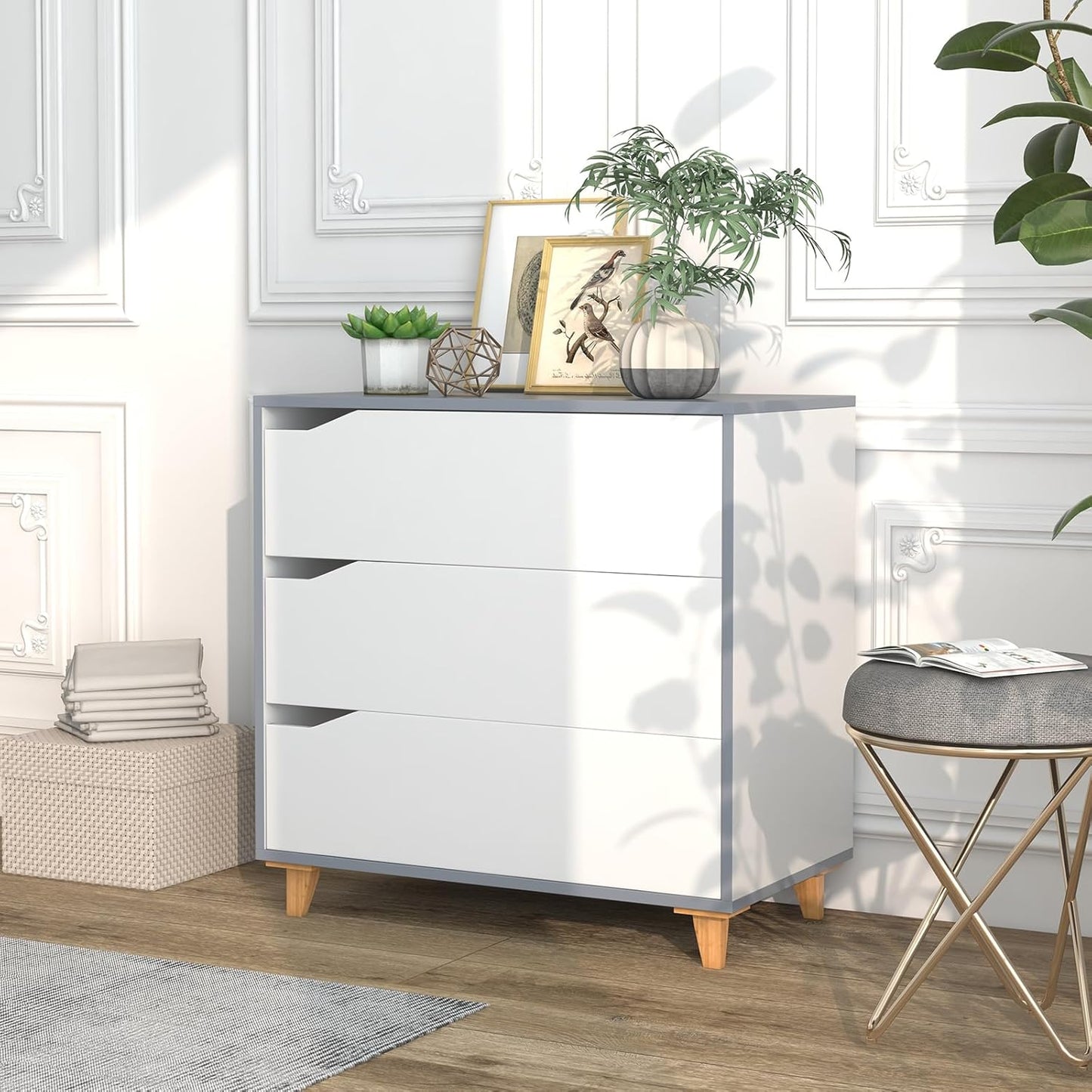 Nachtkastje – Ladekast – Opbergkast – Bedtafeltje – Bijzetkast – Met 3 Ruime Lades – Stabiel MDF Hout 75x42x75 cm