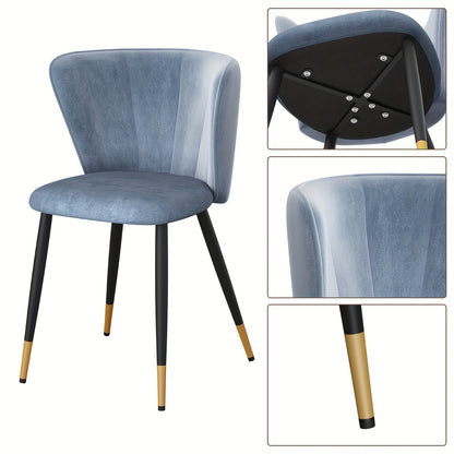Eetkamerstoel – Kuipstoel – Keukenstoel – Stoel – Dinerstoel – Set Van 2 – Fluwelen Bekleding – Metalen Onderstel – Max. Draagvermogen 150 kg – Shell Rugleuning – Blauw