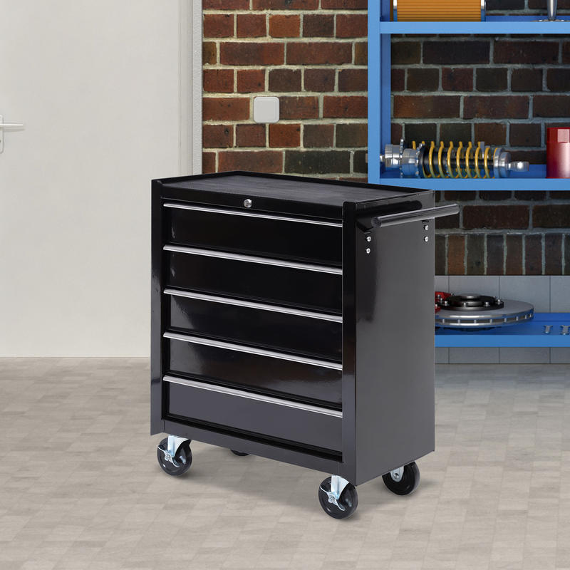 Gereedschapswagen – Gereedschapskist – Werkplaatswagen – Gereedschapskast – Gereedschapstrolley – 5 Laden Afsluitbaar – Stalen Frame Met Poedercoating