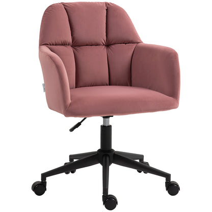 Bureaustoel – Draaistoel – Office Chair – Kantoorstoel – Verstelbare Zithoogte – Fluweelachtige Bekleding – Met Rugleuning – Roze