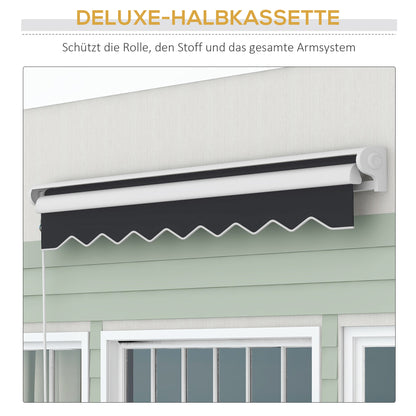 Uitvalscherm – Zonnescherm – Terrasscherm – Markies – Luifel – Elektrisch en Handmatig – Aluminium Frame en Afstandsbediening 2,5x2m Grijs