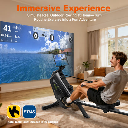 Rowing Machine for Home – 16 Resistance Levels, Quiet Magnetic Rowing Machine with APP, 160Kg Load Capacity, Easy Assembly, Compact & Space-Saving
