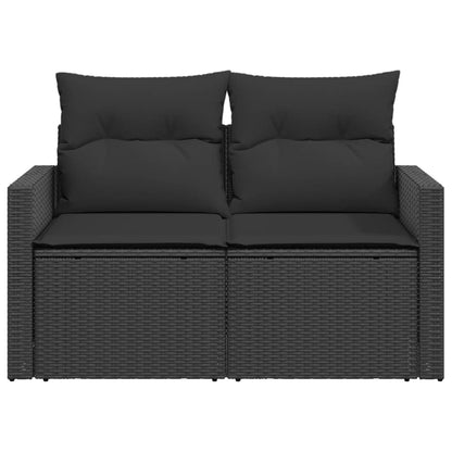 vidaXL Garden Bench with Cushions, 2-Seater, Poly Rattan