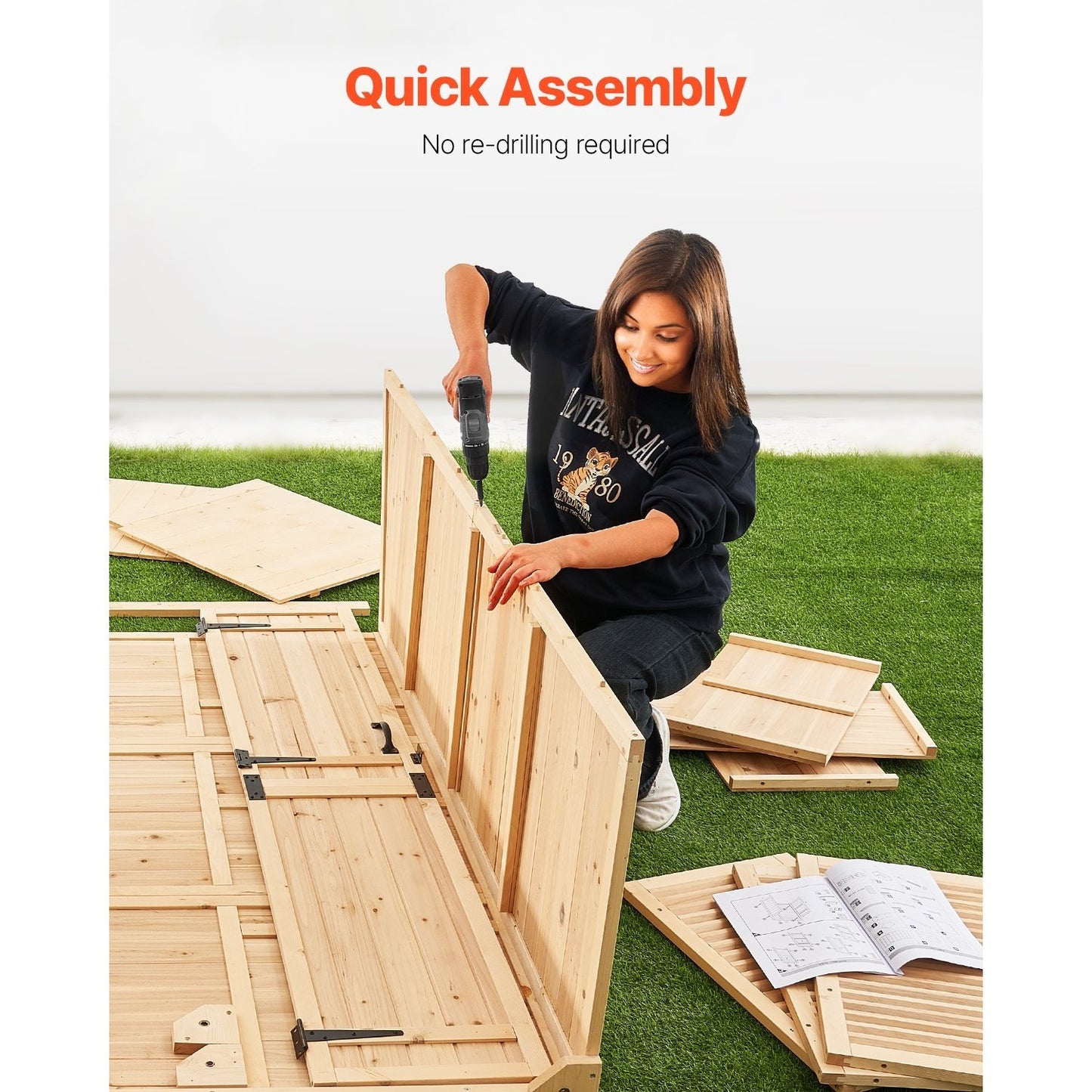 Houten Tuinkast – Buitenberging – Tuinberging – Tuinkast Opbergkast – Cederhout – Weerbestendig Dak – Grote Opbergruimte 147x198 cm