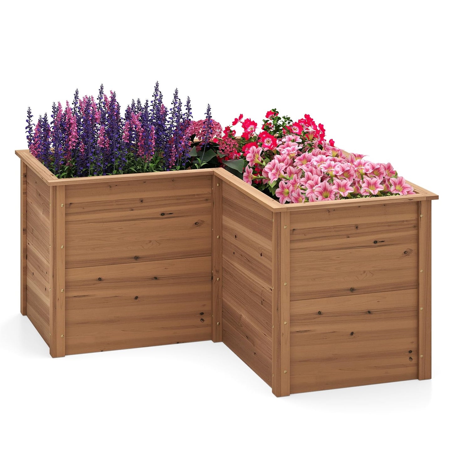 Hoogtebed Tuin – Verhoogd Tuinbed – Plantenbak – Kruidenbak – Bloembed – L-Shape – Hout – 120x120x63 cm – Weerbestendig – Open Bodem