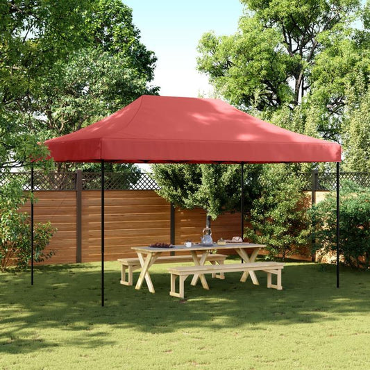Partytent inklapbaar pop-up 440x292x315cm bordeauxrood