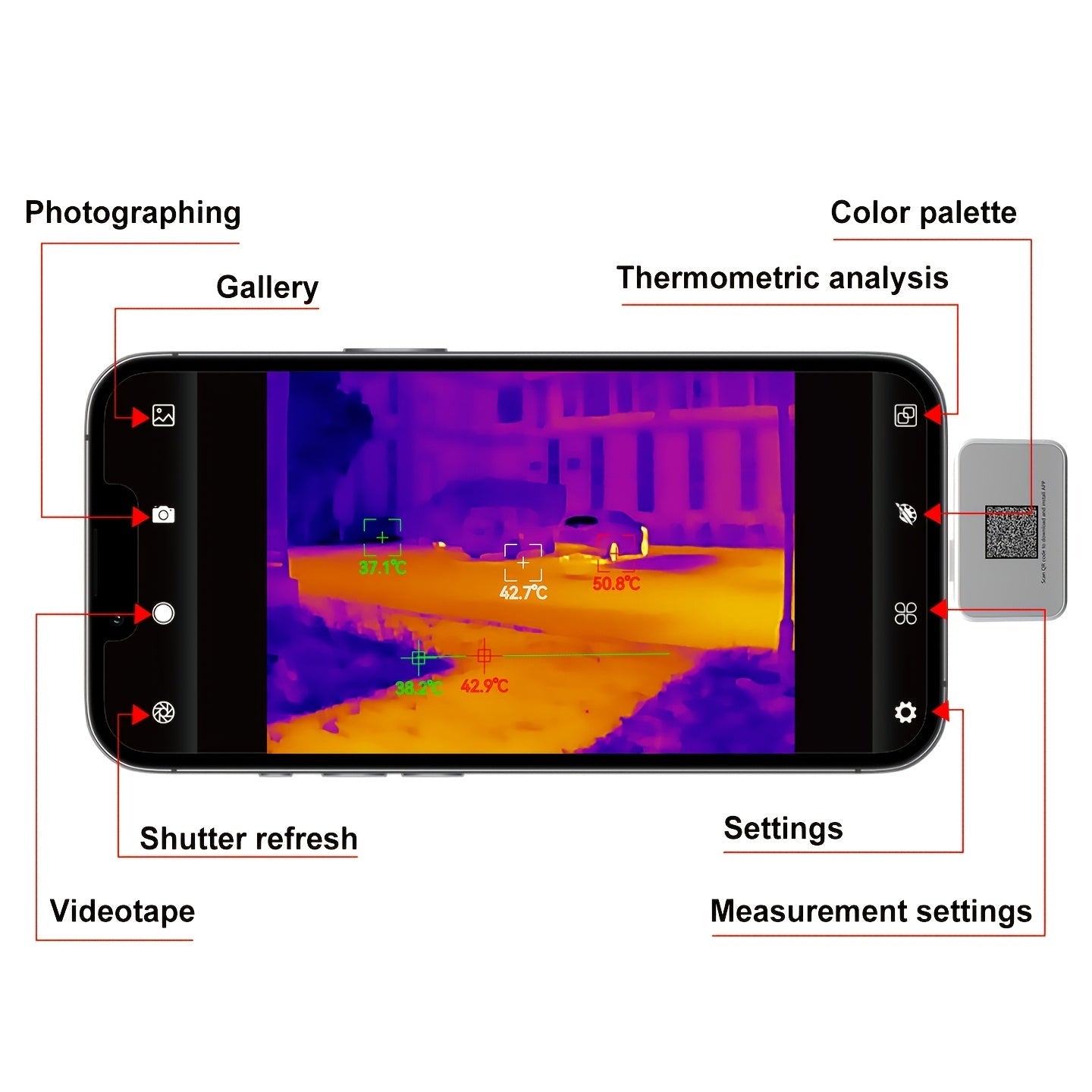 Warmtecamera – Warmtebeeldcamera – Thermische Camera – Infrarood Camera – Warmtemeter – 256x192 Resolutie – USB Aansluiting Metalen Behuizing