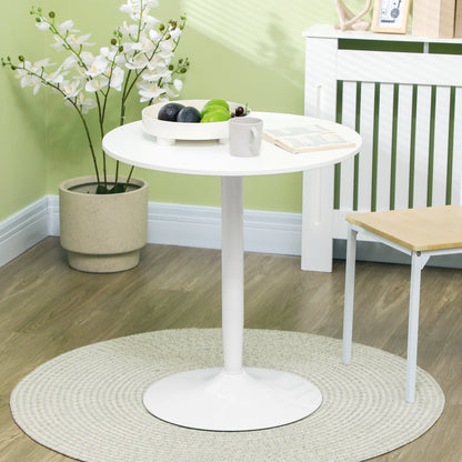 Ronde Eettafel – Tafel Voor Twee – Bistrotafel – Keukentafel – Compacte Tafel Wit – Stalen Onderstel – 70 x 70 cm – Stevig & Modern