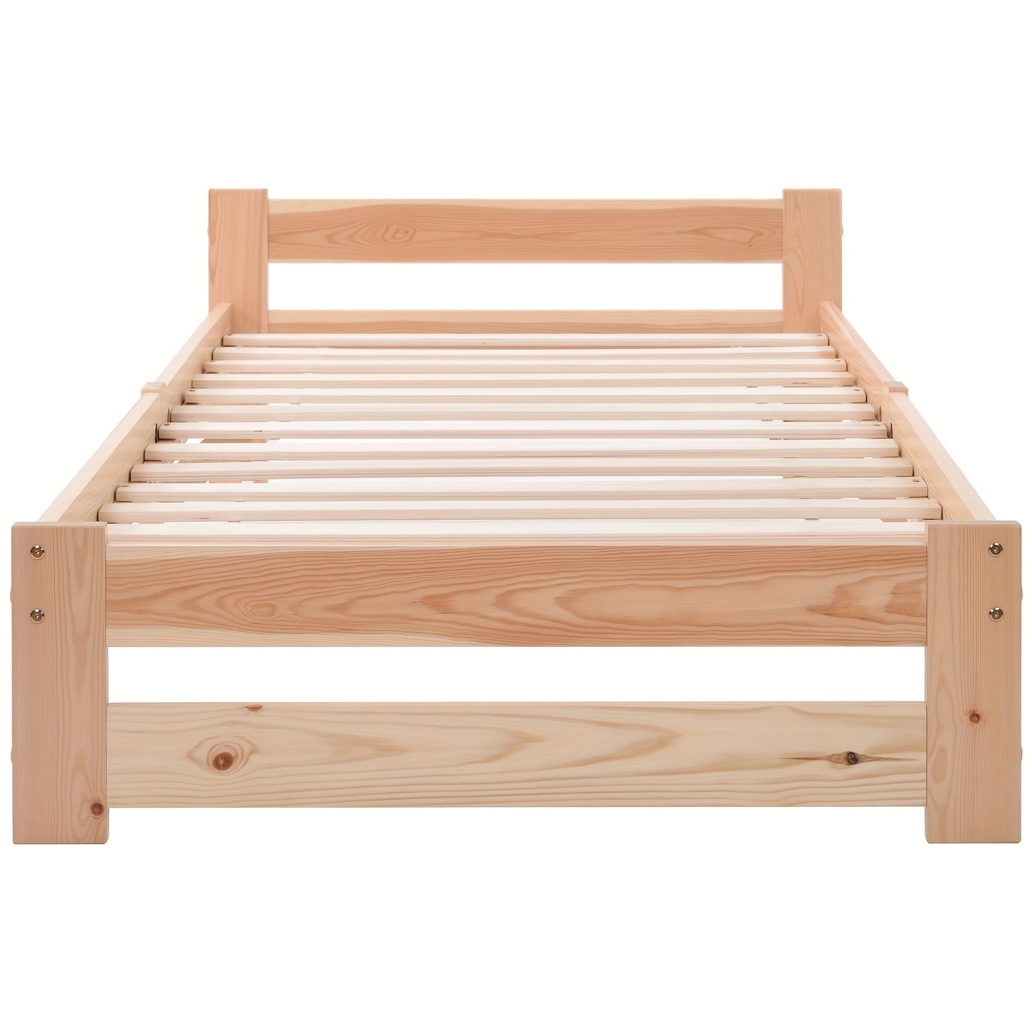 Eenpersoonsbed – Single Bed – Slaapbank – Logeerbed – Kinderbed – Bamboe Materiaal – Inclusief Hoofdeinde en Lattenbodem – Natuurlijke Houtkleur