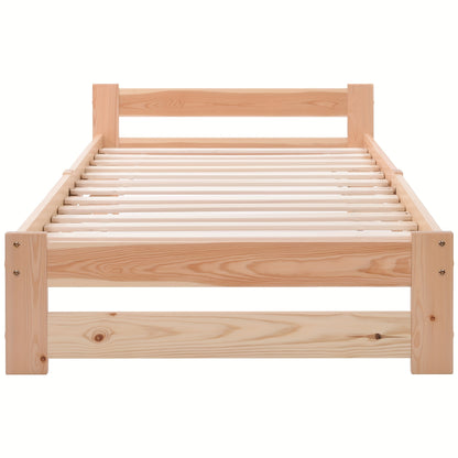 Eenpersoonsbed – Single Bed – Slaapbank – Logeerbed – Kinderbed – Bamboe Materiaal – Inclusief Hoofdeinde en Lattenbodem – Natuurlijke Houtkleur