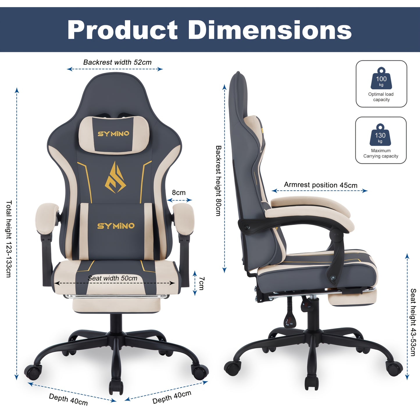 Ergonomische Gaming Stoel – Bureaustoel – Game Stoel – Office Chair – Computerstoel – Massagefunctie – Verstelbare Zithoogte – Latex Zitting – Metalen Frame – Blauw