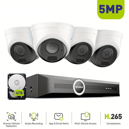 5MP Beveiligingsset – IP Camera Systeem – CCTV Set – Nachtzicht Camera’s – 4TB HDD Variant – 30 Meter Nachtzicht – Directe Bewegingsmeldingen