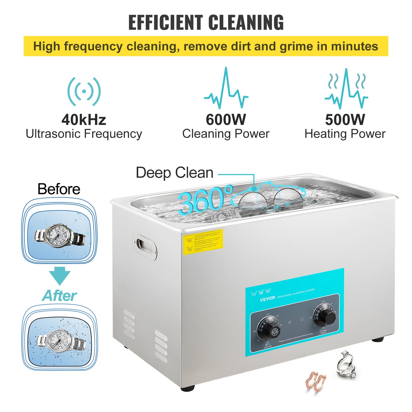 Ultrasone Reiniger – Ultrasoon Reinigingsapparaat – Sieradenreiniger – Brillenreiniger – Horlogereiniger – 30 Liter Inhoud – Roestvrijstalen Reservoir