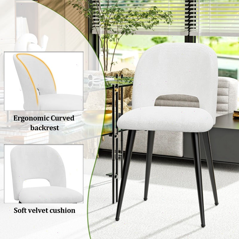 Eetkamerstoel – Stoel – Designstoel – Bureaustoel – Witte Stoel – Scandinavisch Design – Fluwelen Rugleuning – 48x45x85 cm