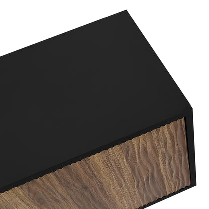 Tv-Kast – Tv-Meubel – Lowboard – Mediameubel – Tv-Dressoir – Zwart Met Houtlook – Golvend Design – 180x38x50 CM – Ruime Opbergruimte – Stevige Constructie