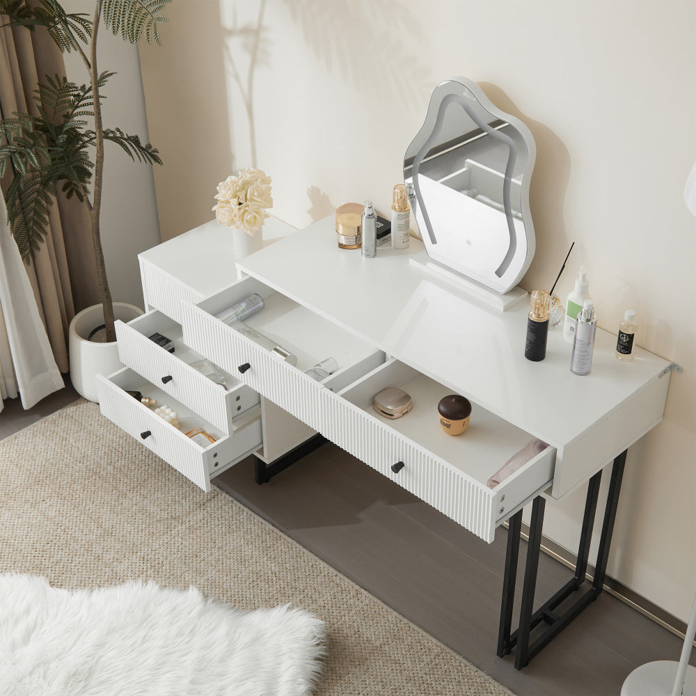 Kaptafel – Make-up Tafel – Vanity Table – Dressing Table – Cosmetica Tafel – Met Spiegel – Uittrekbaar Tafelblad – Metalen Constructie – 100x76x40 cm – Modern Design