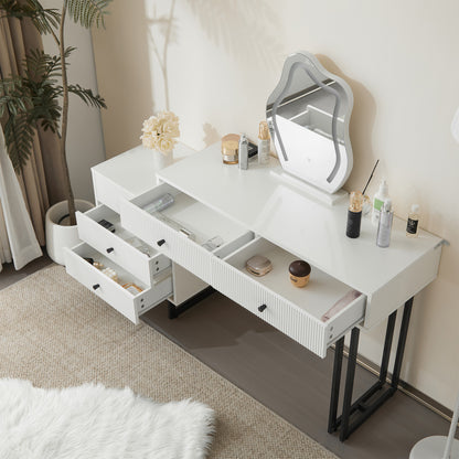 Kaptafel – Make-up Tafel – Vanity Table – Dressing Table – Cosmetica Tafel – Met Spiegel – Uittrekbaar Tafelblad – Metalen Constructie – 100x76x40 cm – Modern Design