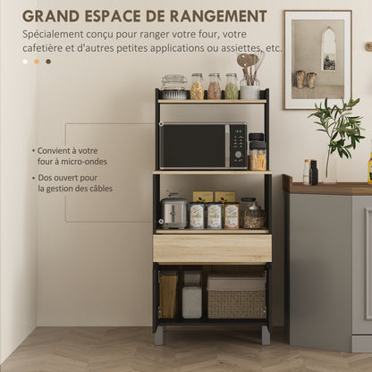 Microwavekast – Keukenkast – Opbergmeubel – Buffetkast – Servieskast – Scandinavisch Design – 60x40x131 cm – Melamine Coating