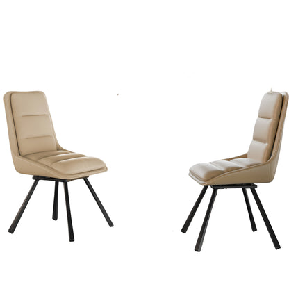Draaistoel – Eetkamerstoel – Stoel – Bureaustoel – Kuipstoel – 360° Draaibaar – Licht Kaki Microvezelstoffering – Set van 2 – 47x47x94 cm