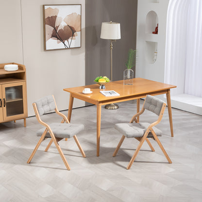 Klapstoel – Vouwstoel – Eettafelstoel – Opvouwbare Stoel – Houten Stoel – Stevig Hardhout – Comfortabel Met Grijs Kussen