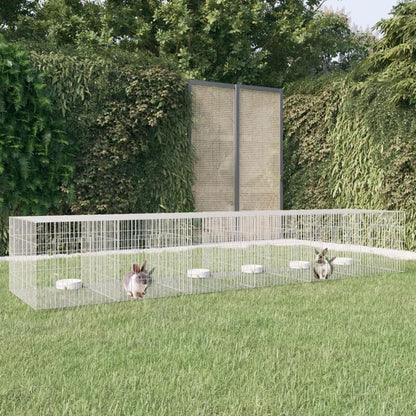 Konijnenhok – Buitenren – Knaagdierenkooi – Dierenverblijf – Binnenren – Gegalvaniseerd IJzer – 327x79x54 cm – Stevig en Weerbestendig