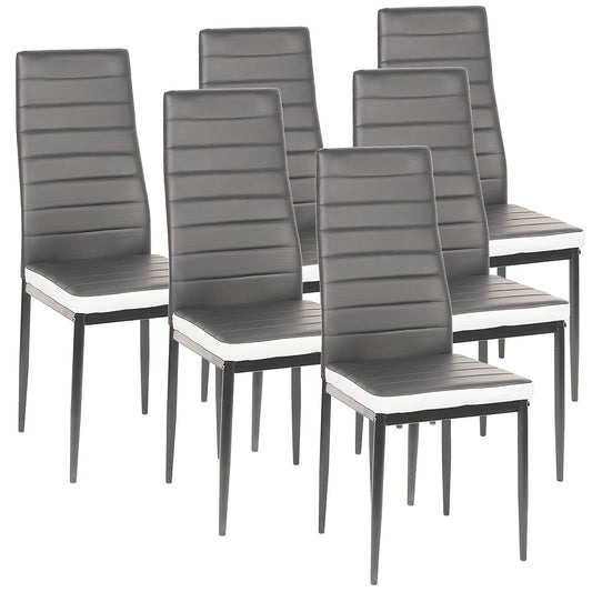 Eetkamerstoelen – Stoelen – Kuipstoelen – Keukenstoelen – Eettafelstoelen – Set van 6 – PU-leer Bekleding – Metalen Onderstel – Armless Design – Hoogwaardige Rugleuning – Zithoogte 45 cm – Industrieel & Modern