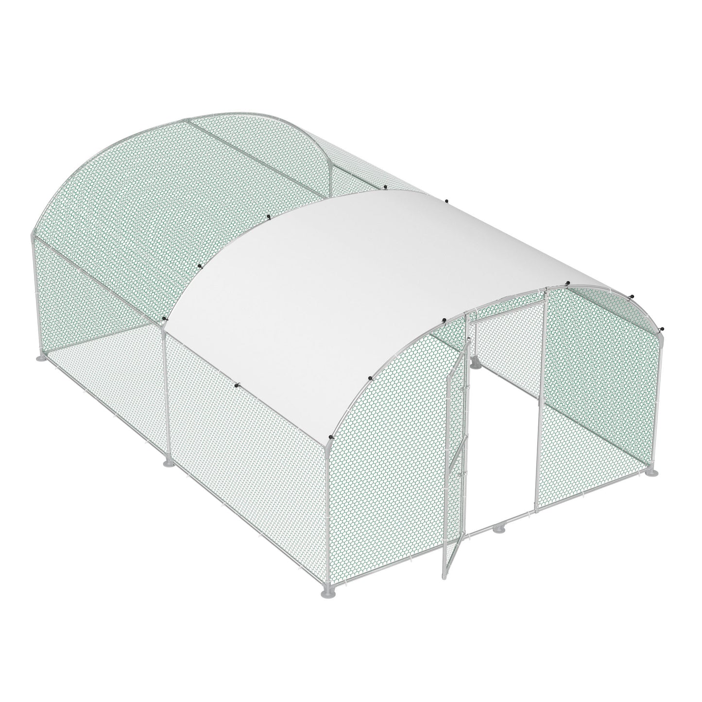 Chicken Coop 300x400x185cm Free-Range Enclosure Cages Small Animal Coop Galvanized Steel Chicken Cage Poultry Coop Aviary with PE Roof Outdoor Enclosure with Lock Poultry Coop, Dome Roof
