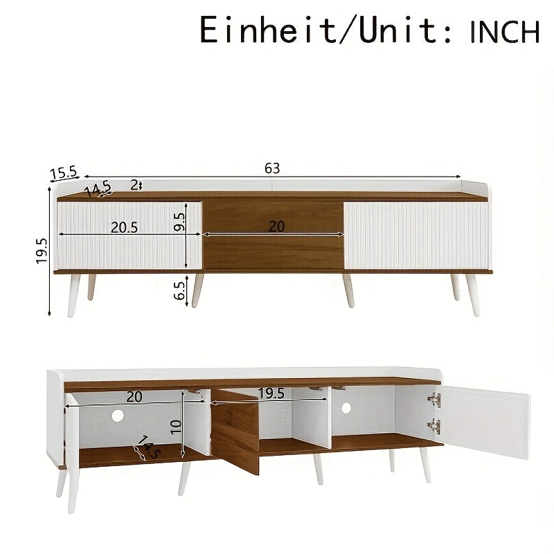 Tv-meubel – Tv-meubel met Opbergruimte – Tv-standaard – Tv-kast – Mediameubel – Wit met Houtlook – Duurzaam Niet-Hout Materiaal – Eenvoudige Montage