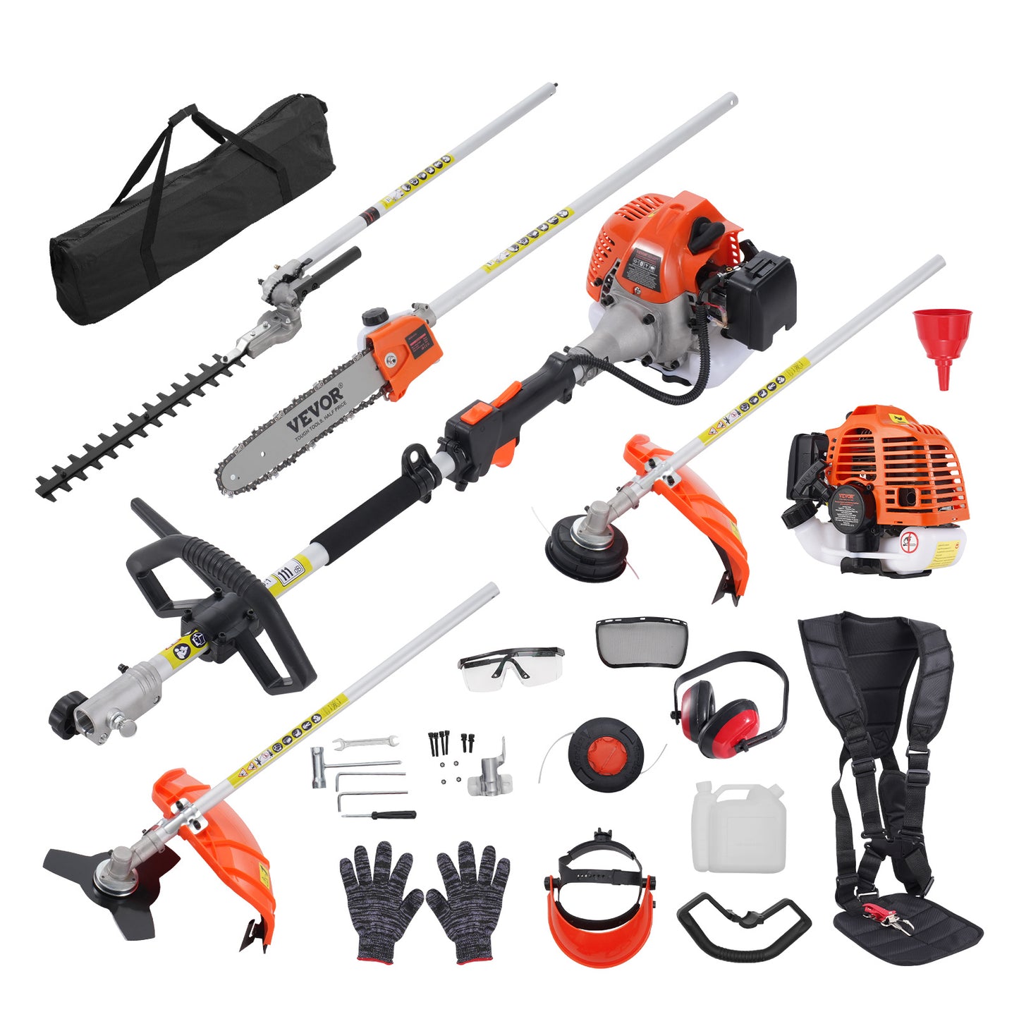 Multifunctioneel Tuingereedschapset – 5-in-1 Bosmaaier – Heggenschaar – Snoeigereedschap – Trimmer – 26CC Benzinemotor – Lichtgewicht Ergonomisch – Eenvoudig Wisselbare Opzetstukken