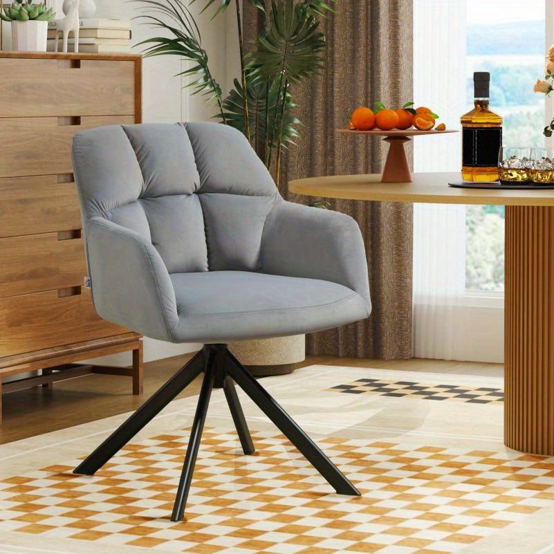 Draaifauteuil – Fauteuil – Loungestoel – Relaxstoel – Zithoekstoel – Grijze Velvet Bekleding – 360 Graden Draaibaar – Metalen Pootjes