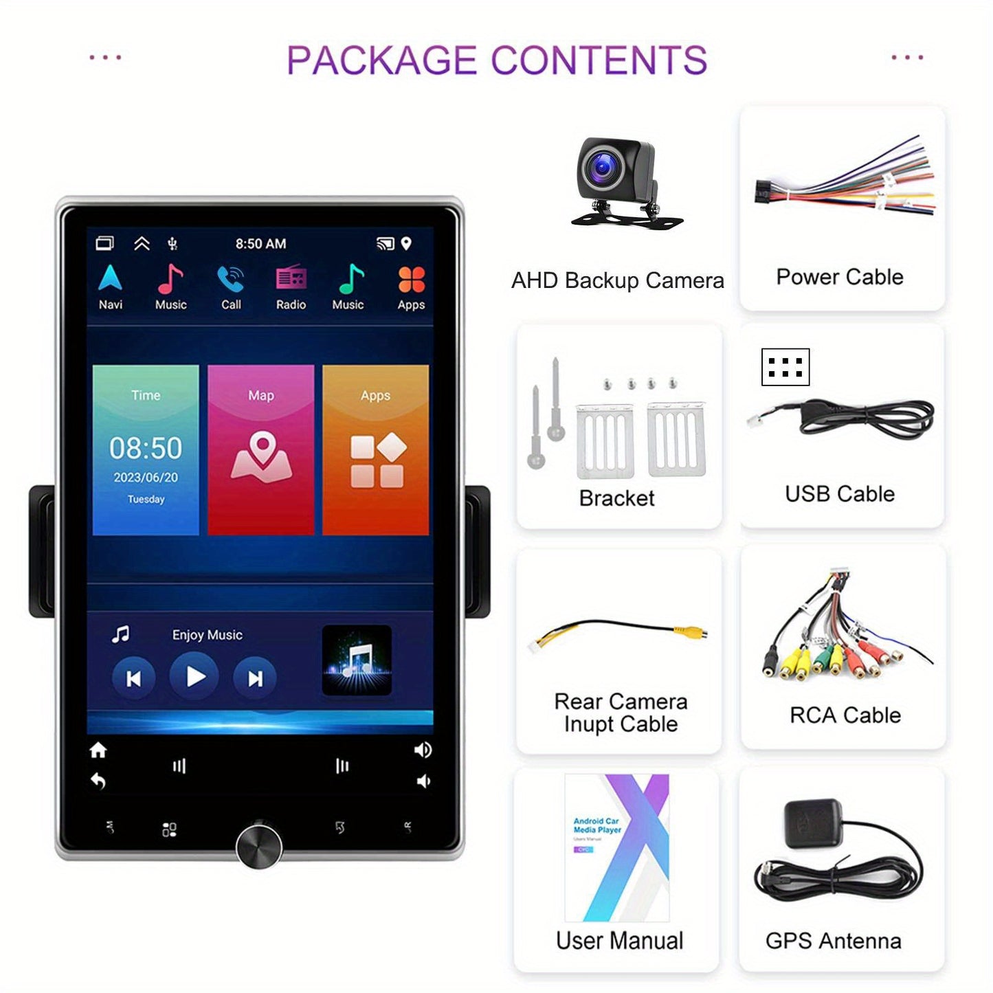 Android 15.0 Single Din Auto Radio – Autostereo – Autoradio – Multimedia Speler – Navigatiesysteem – Met AHD Achteruitrijcamera – 10,4 Inch HD Touchscreen – Draadloze CarPlay & Android Auto