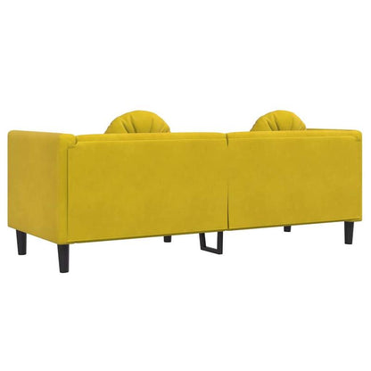 Slaapbank – Bedbank – Sleeperbank – Zitbed – 3-Zits Bank – Gele Velvet – Ruimtebesparend Ontwerp – Stevig Metaal Frame