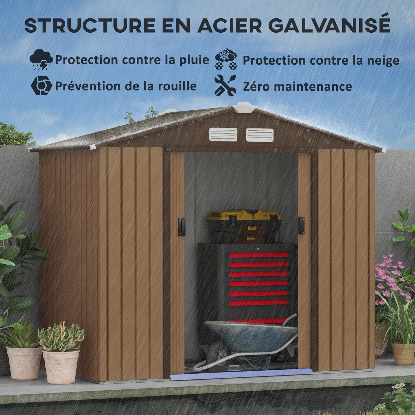 Tuinschuur – Berging – Tuinhuis – Tuinopslag – Gereedschapsberging – Metalen Tuinschuur – 2,5 m² Opbergruimte – Gegalvaniseerd Staal Met Ventilatie