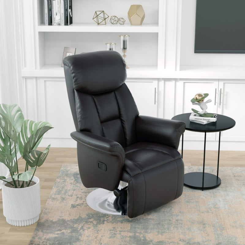 Relaxfauteuil – Recliner Stoel – Tv Stoel – Verstelbare Stoel – Relaxstoel – Handmatig Verstelbaar – Zwart Kunstleer – Max 150kg