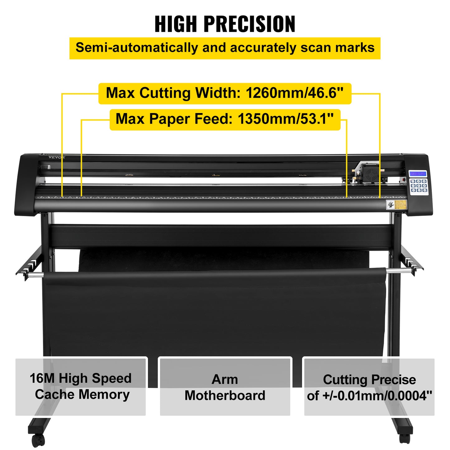 Vinyl Cutter – Snijplotter – Stickersnijder – Contourplotter – Vinylsnijder – Zwart – Ingebouwde Laser Snijfunctie – Max Snijbreedte 126 cm