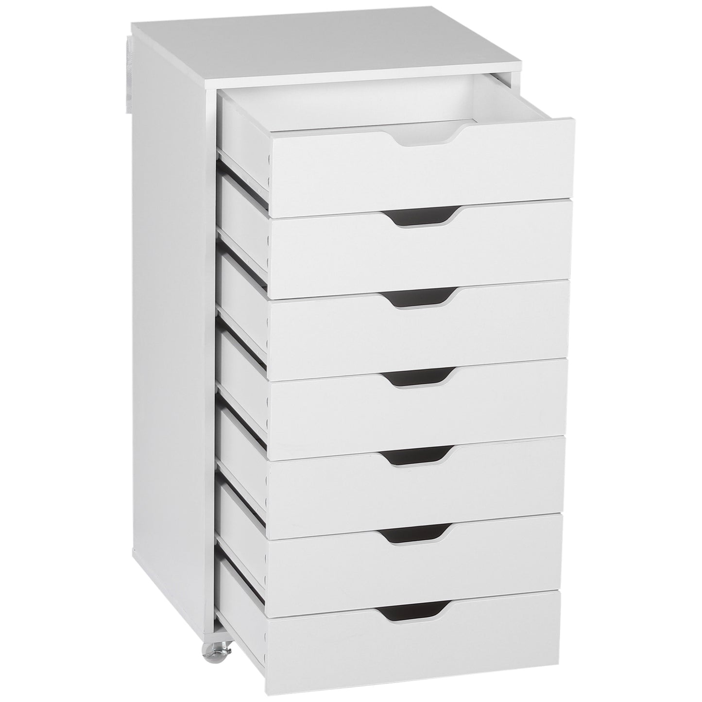 Mobiele Ladeblok – Kantoor Ladekast – Bureau Organizer – Opbergkast – Ladeblok Onder Bureau – 7 Laden – Witte Kleur – Verplaatsbaar Met Wieltjes – Anti-Kantel Veiligheid