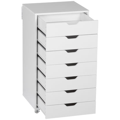 Mobiele Ladeblok – Kantoor Ladekast – Bureau Organizer – Opbergkast – Ladeblok Onder Bureau – 7 Laden – Witte Kleur – Verplaatsbaar Met Wieltjes – Anti-Kantel Veiligheid