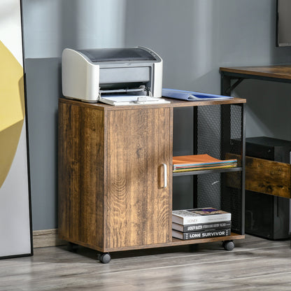 Printerstandaard – Printhouder – Opbergmeubel – Bureaukast – Kantoororganizer – Industriële Vintage Look – 360° Draaibare Wieltjes – Robuust Spaanplaat Met Metaal