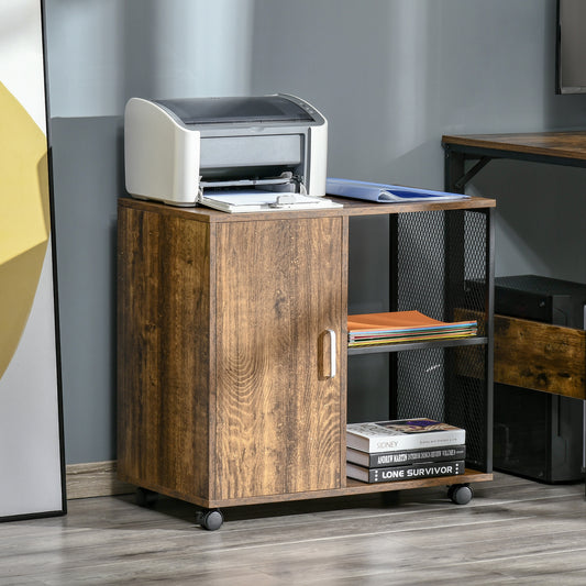 Printerstandaard – Printhouder – Opbergmeubel – Bureaukast – Kantoororganizer – Industriële Vintage Look – 360° Draaibare Wieltjes – Robuust Spaanplaat Met Metaal
