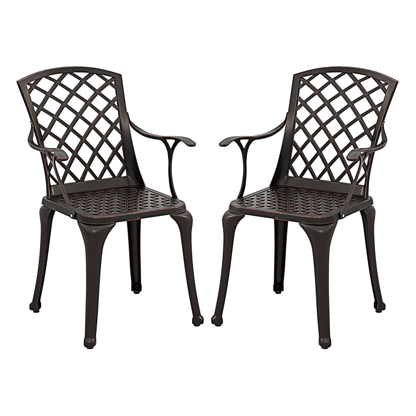 Set Tuinstoelen – Bistro Stoelen – Tuinmeubilair – Balkonstoelen – Stapelbare Stoelen – Gietaluminium – Ruimtebesparend Design – Comfortabele Armleuningen