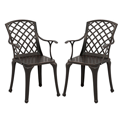 Set Tuinstoelen – Bistro Stoelen – Tuinmeubilair – Balkonstoelen – Stapelbare Stoelen – Gietaluminium – Ruimtebesparend Design – Comfortabele Armleuningen