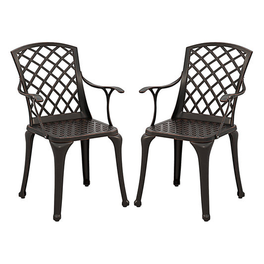 Set Tuinstoelen – Bistro Stoelen – Tuinmeubilair – Balkonstoelen – Stapelbare Stoelen – Gietaluminium – Ruimtebesparend Design – Comfortabele Armleuningen