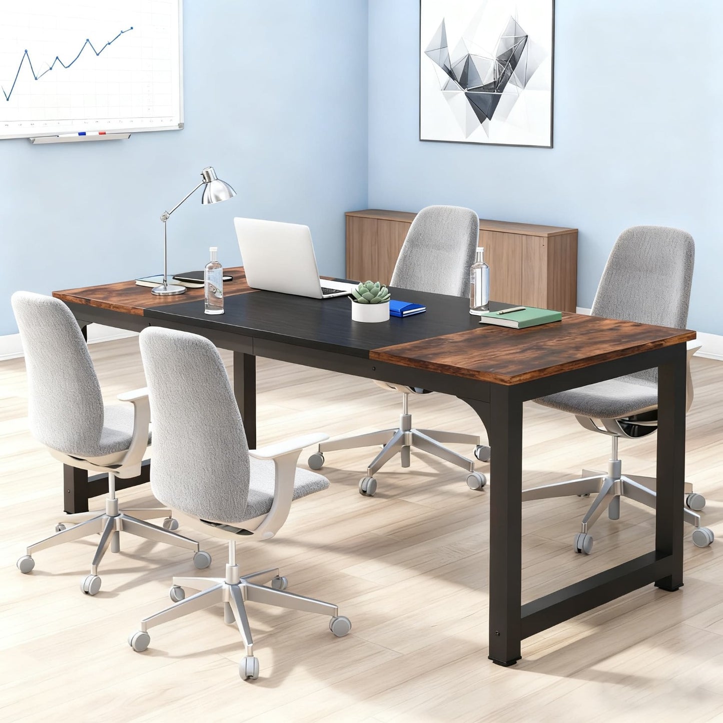 Extra Lang Bureau – Werkplek – Computertafel – Studietafel – Eettafel – Industrieel Design – Ruim Werkblad 180 cm – Stevig Gefineerd Hout