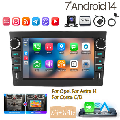 2 DIN Autostereo – Autoradio – Multimedia Speler – Navigatiesysteem – Touchscreen Radio – 7-Inch IPS Scherm – Android 14 – Draadloos CarPlay & AHD Camera