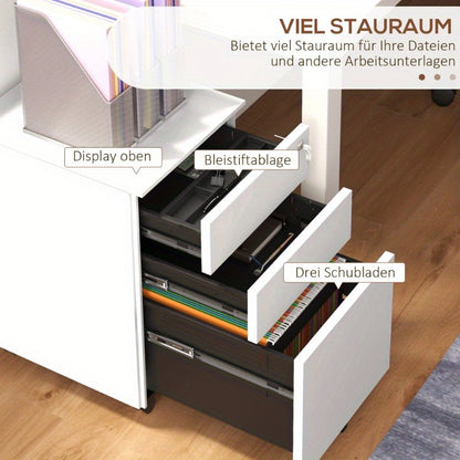 Rollende Ladekast – Mobiele Archiefkast – Verrijdbare Bureaukast – Ladeblok Op Wieltjes – Kantoorkast – Met Slot – Stalen Constructie – Compact 37x43,5x60 cm