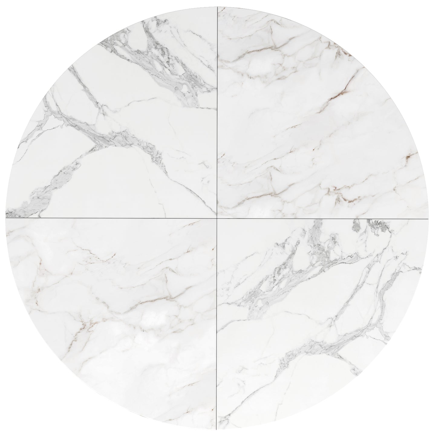 Ronde Eettafel – Eettafel Rond – Keukentafel – Tafel Marmerlook – Tafeltje Goudkleurig Metaal – 100 cm Diameter – Verstelbare Poten
