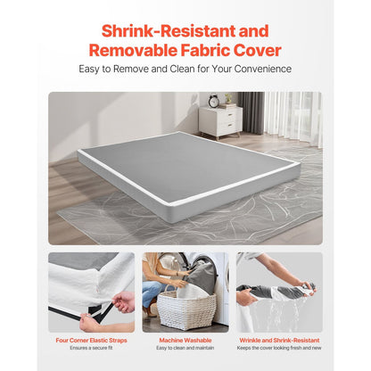 Boxspring Frame – Bedbodem Frame – Matras Ondersteuning – Bed Frame Queen Size – Stevig Metalen Frame – 79,1 x 59,6 cm – Afneembare Stoffen Hoes