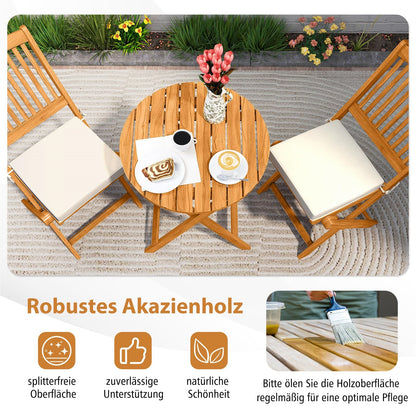 Balkonset – Bistroset – Tuinset – Loungeset – Diningset – 3-delig Inklapbaar – Duurzaam Acaciahout Met Kussens
