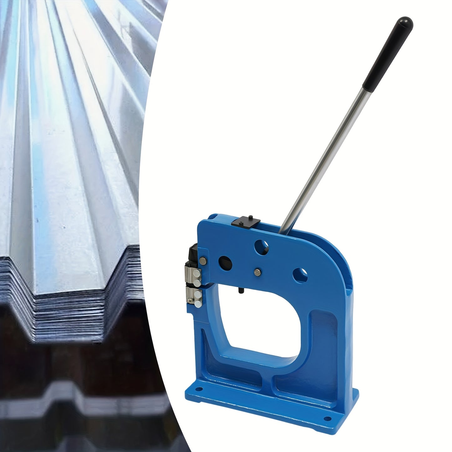 Metalen Krimp- en Strekmachine – Metaalbewerking Gereedschap – Plaatwerk Tang – Handkrimptang – Krimpmachine Metaal – Robuuste Metalen Constructie – Werkdiepte 21,6 cm – Blauwe Verflaag